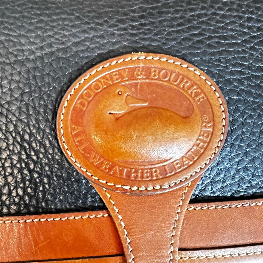 Dooney & Bourke Black and Tan Leather Messenger Bag - Picture 5 of 15